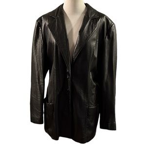 VINTAGE WILSONS LEATHER BLAZER JACKET BLACK SIZE LARGE